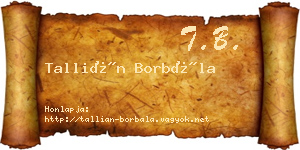 Tallián Borbála névjegykártya