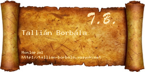 Tallián Borbála névjegykártya